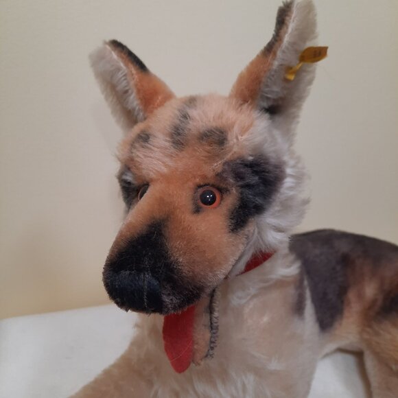 Steiff Arco German Shepherd With Tags Big 22 inch Lying Down Mohair Vintage 70s - Picture 9 of 13